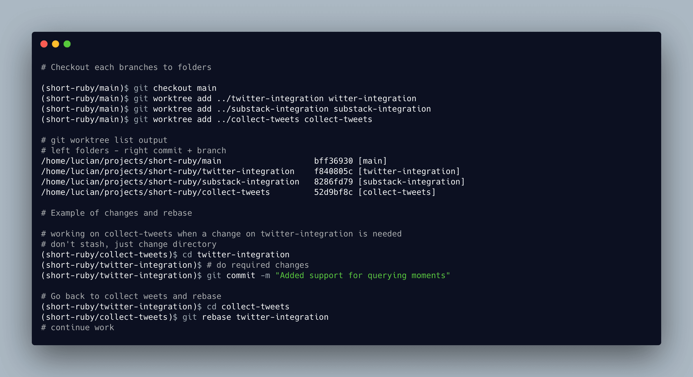 A case for using git worktree