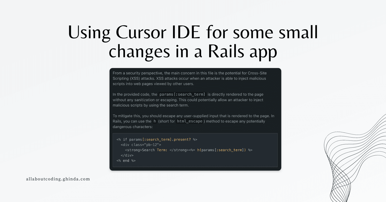 Using Cursor IDE for some small changes in a Rails app