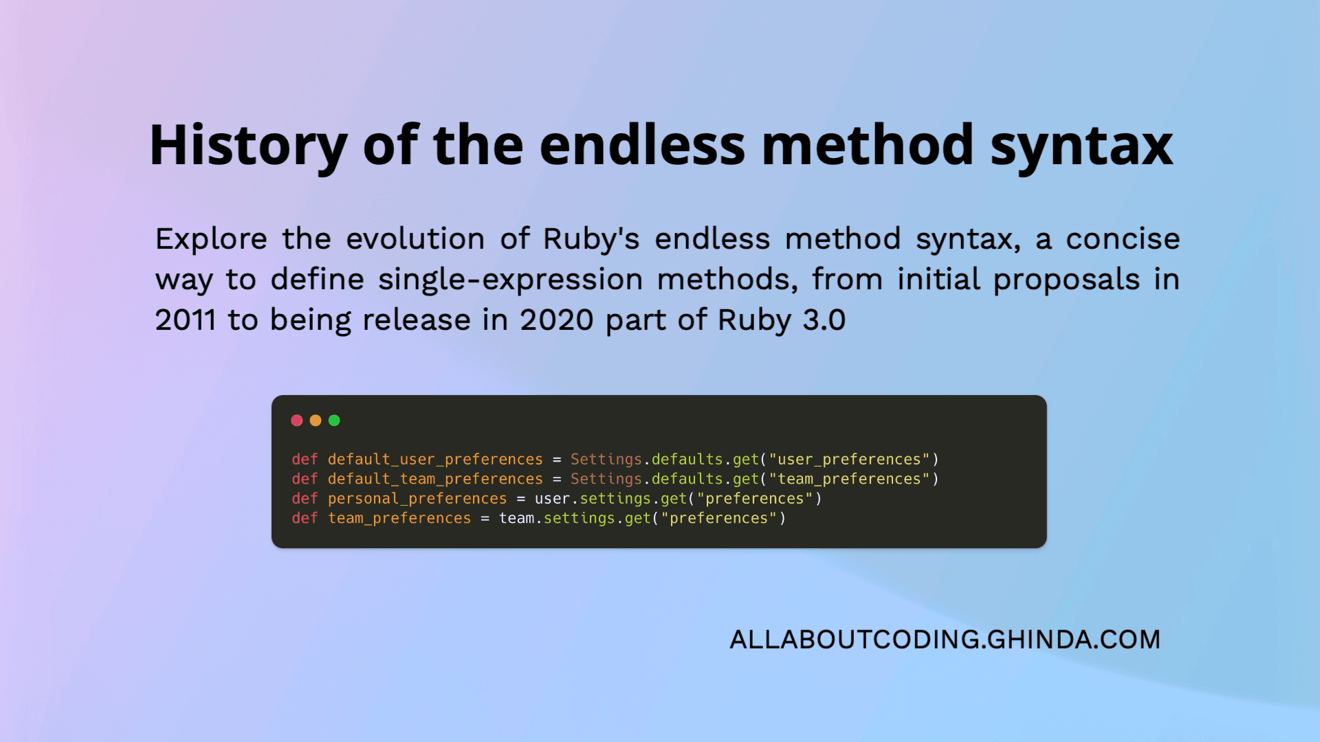 History of the endless method syntax