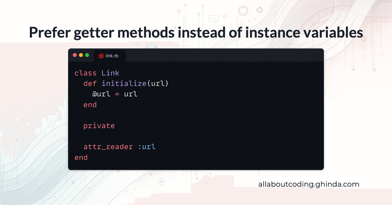 Prefer getter methods over instance variables inside Ruby objects