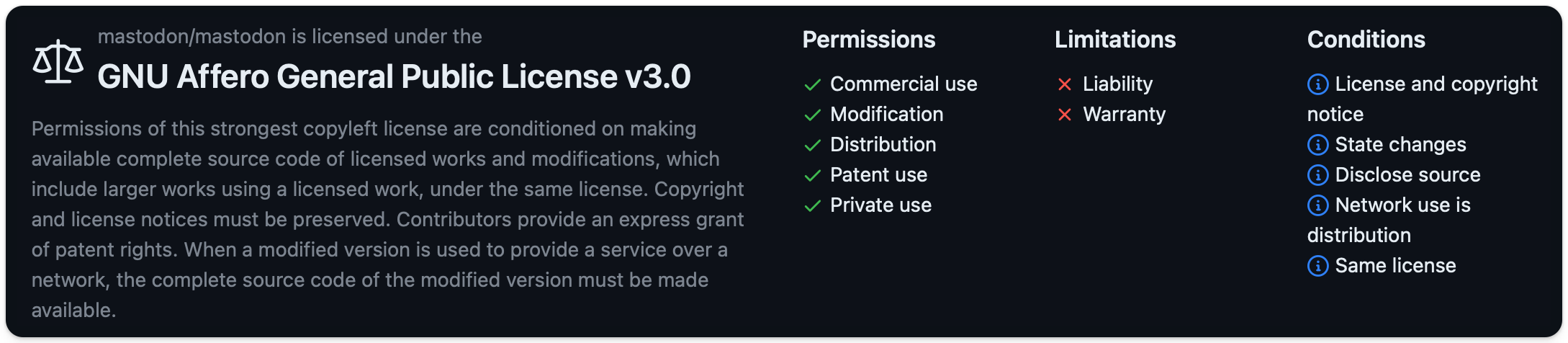 A screenshot of the https://github.com/mastodon/mastodon/blob/main/LICENSE