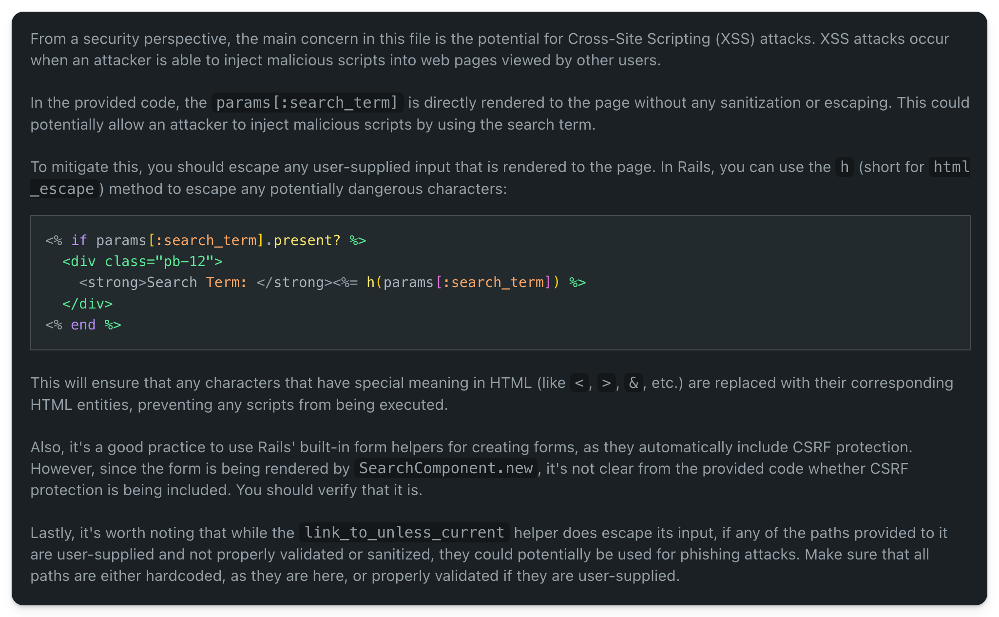 Response from Cursor chat