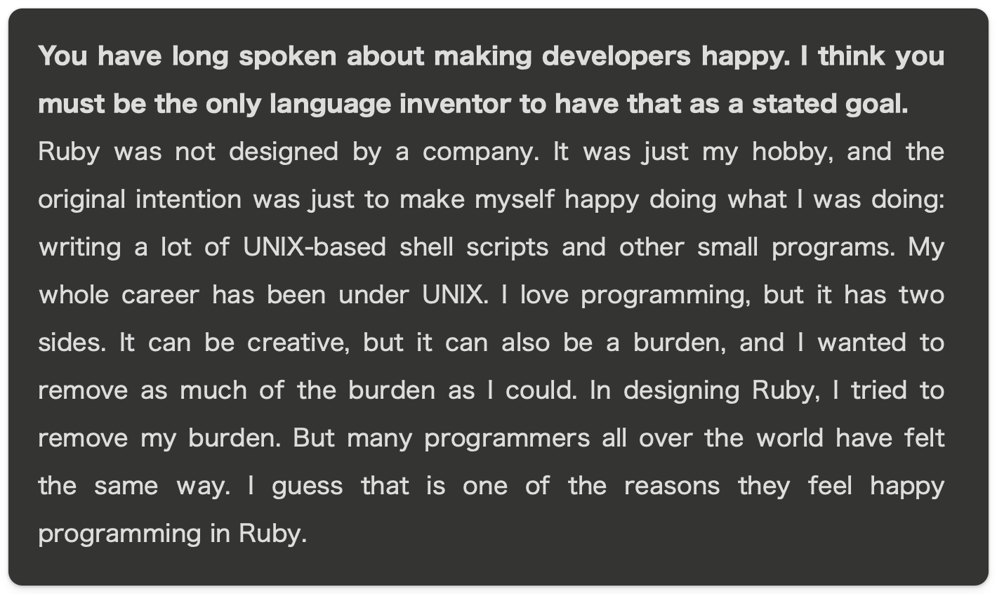 Matz about Ruby